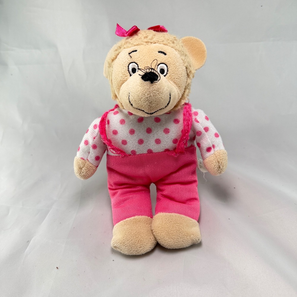 The Berenstain Bears Sister Bear Plush 8" Pink Polka Dot Shirt Overalls PBS Kids - Picture 1 of 9